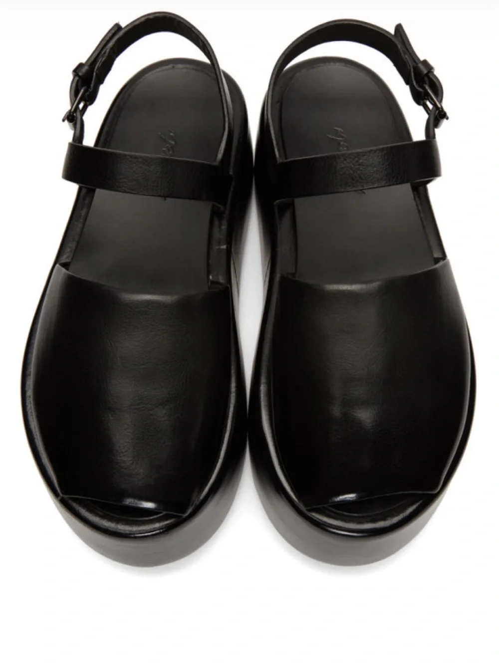 Marsell Black Leather Platform Sandals